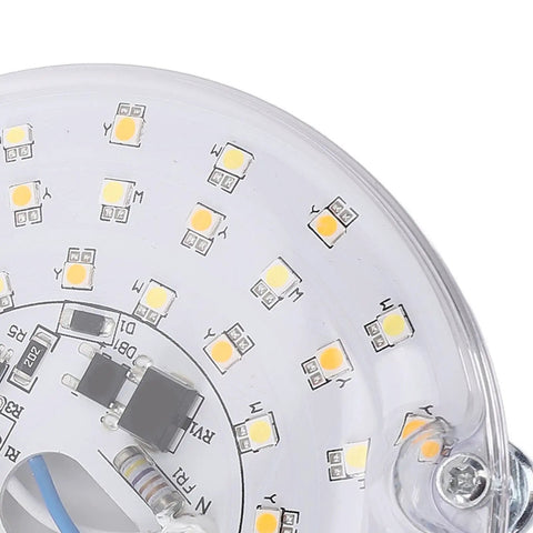ANGGREK 4 Inch Ceiling Fan LED Light, 15W 3CCT Dimmable, 3000K 4000K, close-up of LED circuit board with multiple light diodes.