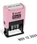Heavy Duty Date Stamp For Shipping And Expiration Tracking Built Like A Rock With Black Ink And Customizable Mount Colors A Total Office Game Changer That Goes Hard Daily with pink body and stamped date.