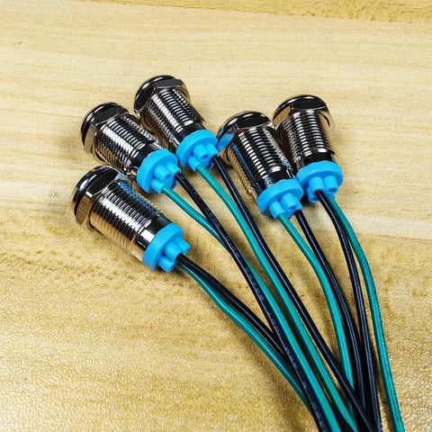 Five Pack 10mm Waterproof LED Indicator Lights Set For 3V To 9V DC With Wires 20mA 0.5W Metal Indicator Lamps In Red Orange Blue Green White For DIY Projects And Gearhead Automotive Electronics, stainless steel body