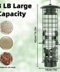 Green gravity fed squirrel proof bird feeder for outdoors easy hangin with metal mesh design large 3lb capacity