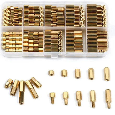 Three Hundred Pcs M3 Hex Head Screws Set With Threaded Pillars Male And Female, waterproof box, brass standoffs