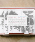 All-In-One Woodruff Key Assortment Kit In Carbon Steel M2-M10 half moon keys in a storage box with size chart visible.