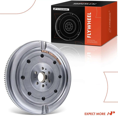 Stock Replacement Dual Mass Flywheel For Volkswagen Jetta Beetle 2005 Through 2007 1.9L Diesel Engine Auto Gearbox, close-up view.