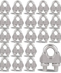 40 Pcs M6 Stainless Steel Wire Rope Cable Clip Clamps For One Quarter Inch Cables, Rustproof 304 Stainless Steel U Bolt Saddle