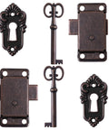 Two Pack Toggle Latch Cabinet Lock Kit With Keys For Vintage Furniture Cupboard Drawer Surface Mount Hardware Jewelry Box