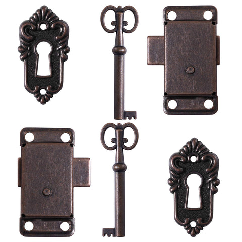 Two Pack Toggle Latch Cabinet Lock Kit With Keys For Vintage Furniture Cupboard Drawer Surface Mount Hardware Jewelry Box