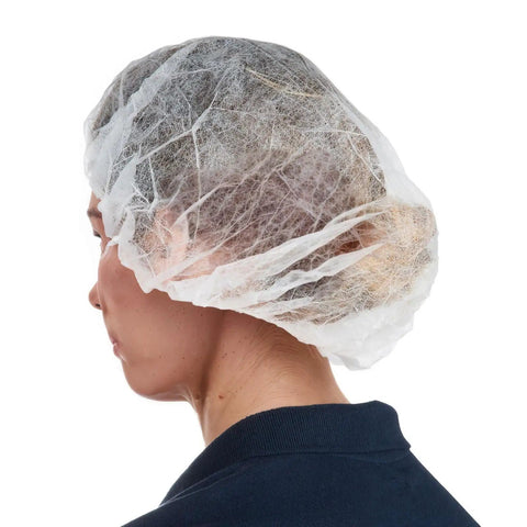 24 Inch Disposable Bouffant Cap White 100 Pack Hair Net Big Fit For Thick Long Hair Lightweight Budget Bulk Pack For Cooking Food Prep Medical PPE