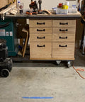 Workshop setup with drawers featuring Fifteen Pack Premium Black Door Pull Handles Five And Three Quarter Inch Utility Pulls