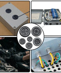 DIY Ready All In One Rubber Grommet Kit For Wiring With 51 Black Grommets In Six Hole Sizes; various applications in use