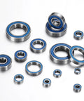 Assorted 4 Pack 686-2RS Deep Groove Ball Bearings 6x13x5mm showing rubber seals and chrome steel. Ideal for small machinery and DIY projects.