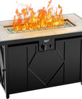 42 Inch Propane Fire Pit Table With Ceramic Top 2 In 1 Fire Table Turns Any Patio Into A Cozy Lounge Black Outdoor Gas Firepit