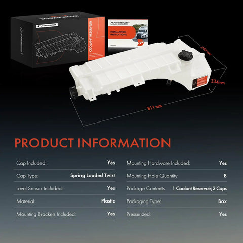 Product image of Heavy Duty Engine Coolant Reservoir With Caps And Sensor For Volvo VNL VHD VNM Trucks 2008-2024 and Mack series 2008-2019