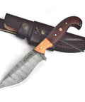 Custom Handmade Damascus Fixed Blade Knife 10 Inch With Rosewood And Olive Wood Handle Full Tang Badass Black Leather Sheath