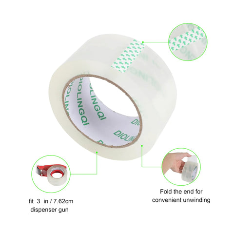 Clear Packing Tape Set 4 Rolls 55 Yards Each Total 220 Yards Heavy Duty Shipping Tape 2.8 Mil Thick 1.88 Inches Wide Strong Adhesive