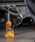 Beefy 6 Ton Hydraulic Bottle Jack With Locking Knurled Handle And Big Grip Saddle For Maximum Stability Built In Handle Slots