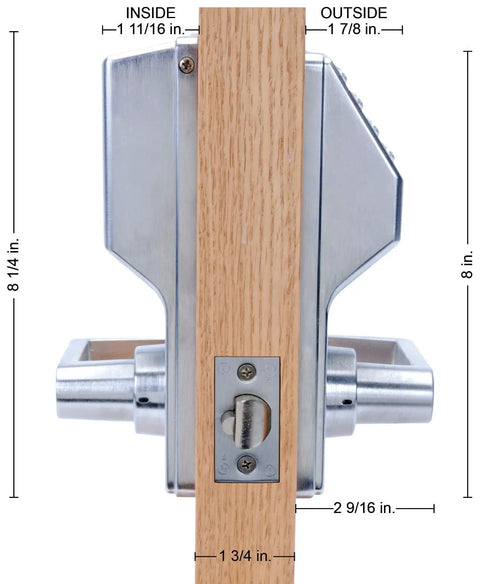 Side view of Keyless Stand Alone Digital Lock With A Dope Keypad, Programmable For Up To 100 User Codes, Reversible Lever Handle