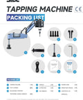 Heavy Duty Electric Tapping Machine Universal Tapping Arm For M4 To M24 Holes packing list with included parts and accessories.