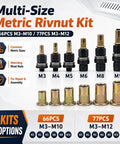 Rivet Nut Tool Set for Installation M3 To M10, Pro Grade Heavy Duty Carbon Steel Nutsert Kit, Quick Release Nut Setter Gun for Metal Fabrication, Home Diy Projects, Furniture Assembly, Reliable Threaded Fastening Points with M3-M10 sizes