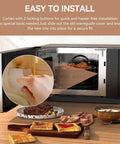 Open microwave showing installation of grease and moisture shield waveguide cover for GE microwaves, easy to snap-in, with food in view.