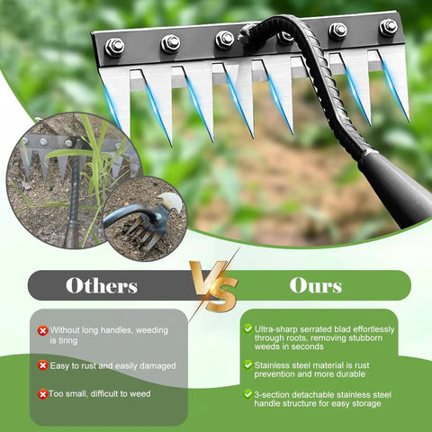 Adjustable Long Handle Garden Weeding Rake 27 To 60 Inches Heavy Duty 6 Teeth Manganese Steel Weeding Rake comparison chart