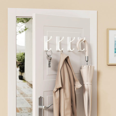 Heavy Duty Adhesive Wall Coat Hooks Four Pack With Double Hooks Stick On Door Hanger Metal Hooks holding keys, coat, umbrella