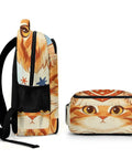 Side view of Patriotic Tabby Printed Backpack Dope Everyday Carry Unisex Large Capacity Daypack Durable Polyester