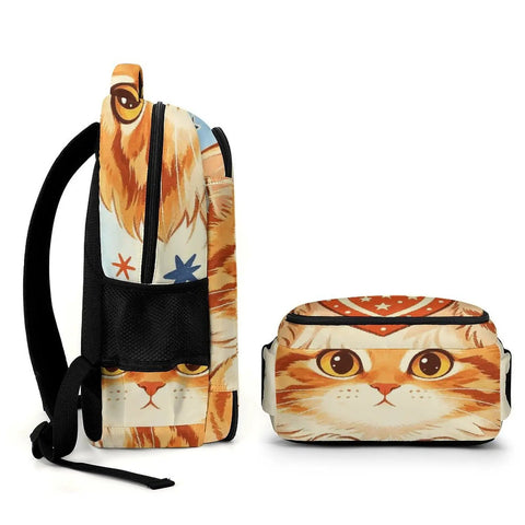Side view of Patriotic Tabby Printed Backpack Dope Everyday Carry Unisex Large Capacity Daypack Durable Polyester
