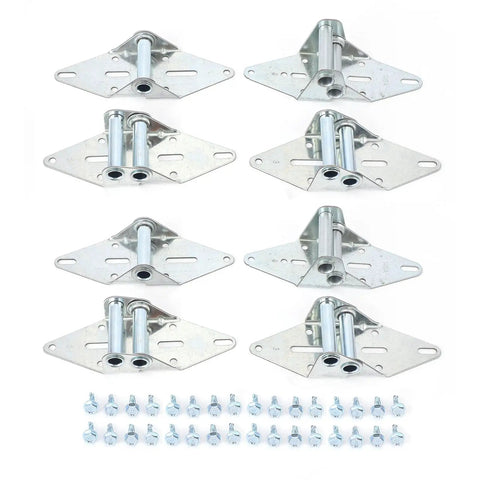Beefed Up Heavy Duty Garage Door Hinge Kit With 14 Gauge Steel For Seven Sixteenth Inch Rollers Includes 1 2 3 4 Hinges And Self Drilling Screws Easy Replacement Rust Resistant Durable Build, eight hinges and screws