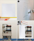 Crush Proof 12X12 Inch Abs Plastic Drywall Access Panel shown during installation for easy access to plumbing and electrical wiring.