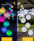 Solar Wind Chime With Color Changing Led Balls Waterproof Outdoor Lights for garden, auto charge solar chime on porch