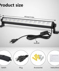 Crazy Bright 24W LED Shop Lights 5400 Lumens 6000K Daylight White with 6.5 Ft Plug In Cord and Inline Switch, dimensions shown.