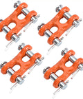 Heavy Duty G70 Grade 3/8 Inch Double Clevis Links Tough As Nails Chain Repair Hardware For Towing Trailer Rigging And Auto Salvage Rated 6600 Lbs Pulling Capacity 4 Pack in orange color.