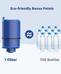 NSF Certified Water Filter Replacement For Pur Faucet Filtration Systems No Fuss Pack Of 3 Lead Free Material next to bottles.