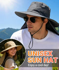 Sun Hat For Men And Women With Neck Flap UPF 50 UV Protection Wide Brim Safari Style For Hiking And Fishing Waterproof Lightweight Foldable All Day Sun Shield Dark Gray