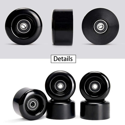 Eight Pack 58mm By 32mm Quad Roller Skating Wheels 82A Outdoor PU Wear Resistant Double Row Replacements With ABEC 9 Bearings