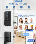 Smart Keyless Entry Door Lock With Handle, Bluetooth App Control Front Lock, Keypad Deadbolt Auto Lock, interface view.