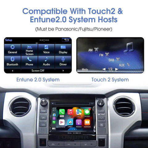 Toyota Wireless CarPlay Retrofit Kit for 2014-2019 Tacoma Highlander RAV4 Corolla Camry Sienna Avalon Prius And More Plug And Play Android Auto Decoder Upgrade Box for Entune 2.0 Touch 2 Systems dashboard display
