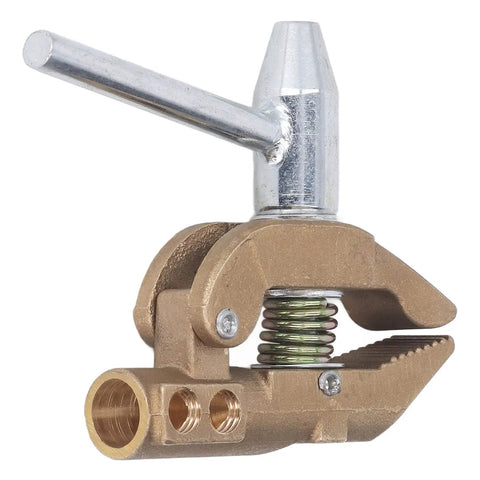 Heavy Duty 800A Grounding Brass Welding Clamp With Rubber Sleeve And Large 32mm Opening, showcasing spring and clamp design.