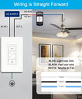 Ceiling Fan Remote Control Kit With Dimmer Light Switch, Wall Switch UC9050T Replacement wiring diagram with fan setup
