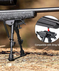 6 To 9 Inch Picatinny Bipod With Adjustable Five Setting Legs And Spring Return Quick Attach Picatinny Adapter Included