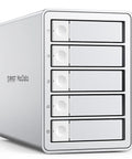 Dope 5 Bay RAID External Hard Drive Enclosure Supporting Up To 130TB Max Storage with sleek aluminum finish and four drive bays.