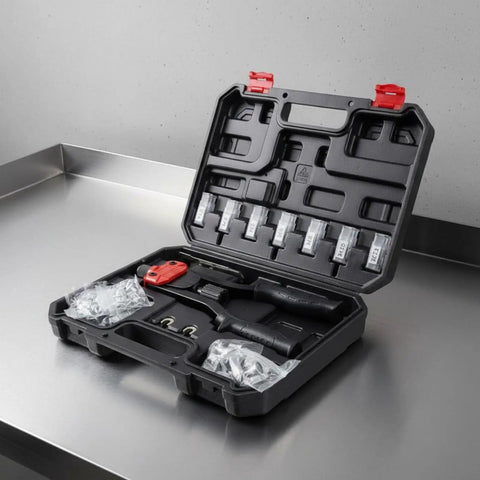 Heavy Duty Rivet Nut Tool Kit With Quick Change Mandrels Industrial Hand Riveter Threaded Insert Tool Alloy Steel Construction For Versatile High Strength Projects And DIY Repairs, open case