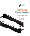 Heavy Duty Sawtooth Picture Hangers Bulk One Thousand Pack on display with sturdy black steel brackets.