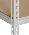 Detailed corner view of the Beefy Aluminum 5 Shelf Storage Rack With Double Posts 36 By 18 By 72 Inches Anodized Shelving Unit