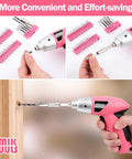 Cordless 3.6V Electric Screwdriver Tool Kit With 112-Piece Set, pink lightweight power drill used for DIY in wooden surface