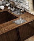 Kitchen countertop with brown wood grain design featuring 36 Inch By 200 Inch Brown Wood Grain Self Adhesive Wallpaper Peel And Stick Waterproof Removable Wood Contact Paper For Kitchen Cabinets Countertops Tables Desks Doors Home Makeover Bubble Free No Residue Easy Peel And Stick.