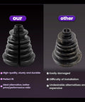Comparison of Universal CV Axle Boot Repair Kit for 22mm to 28mm shafts with another boot, showing durability and fit differences.