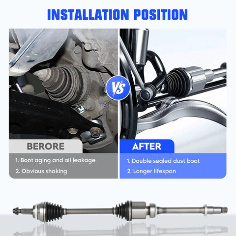 Toyota Sienna Front Right CV Axle Shaft Assembly For 3.3L 2004 2005 2006 And 3.5L 2007 2008 2009 2010 FWD Only Passenger Side CV Joint Shaft Replacement 66 5261, installed position