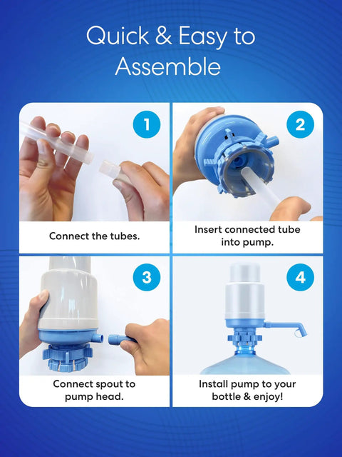 Assembly steps for Universal Manual Drinking Water Pump For 3 To 5 Gallon Bottles With Adjustable Tubing And Durable Cylinder Case