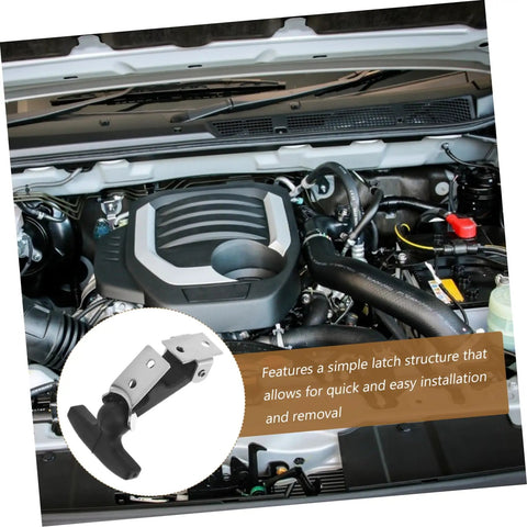 Rugged Rubber Hood Latch Kit For Quick Install And Quiet Ride No Squeak shown installed on vehicle engine for ATVs and trucks.